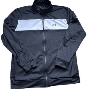 Under Armour Men's Twister Full Zip Sports Track Jacket Sz L Black White 1379875